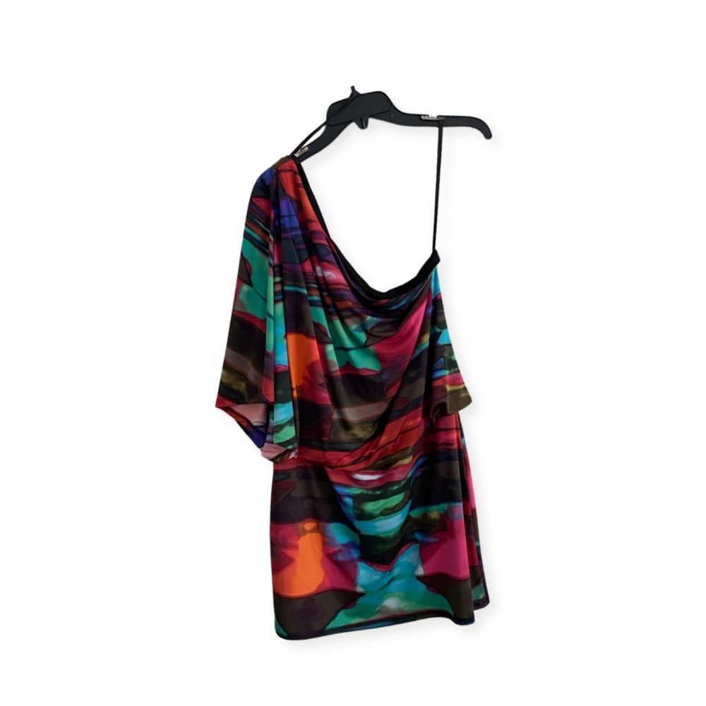 Multi-colored One-Shoulder Cocktail Dress